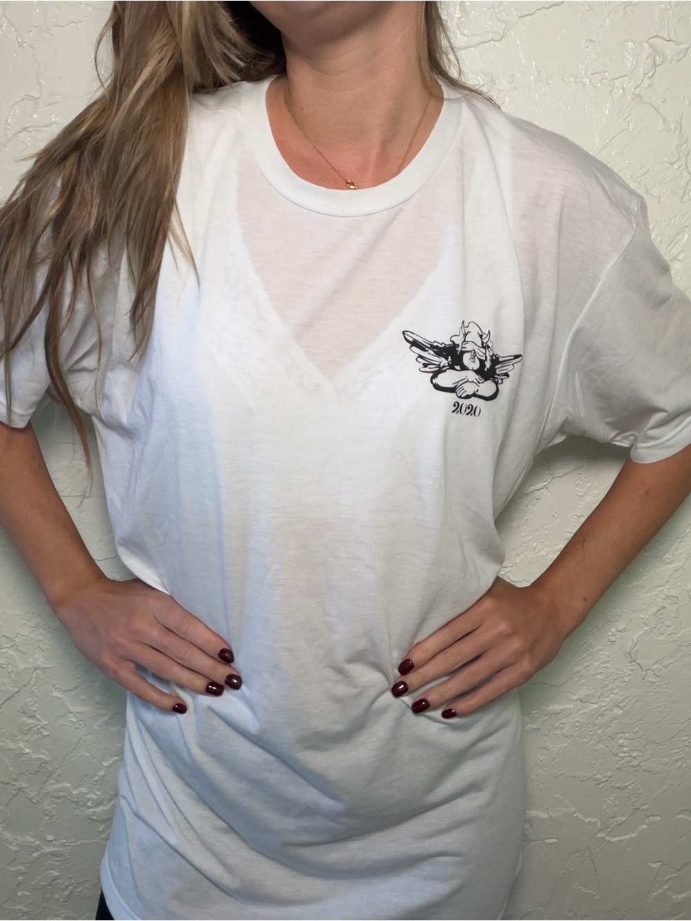 Boys Lie White Short-Sleeve Tee with Small Black Chest Graphic